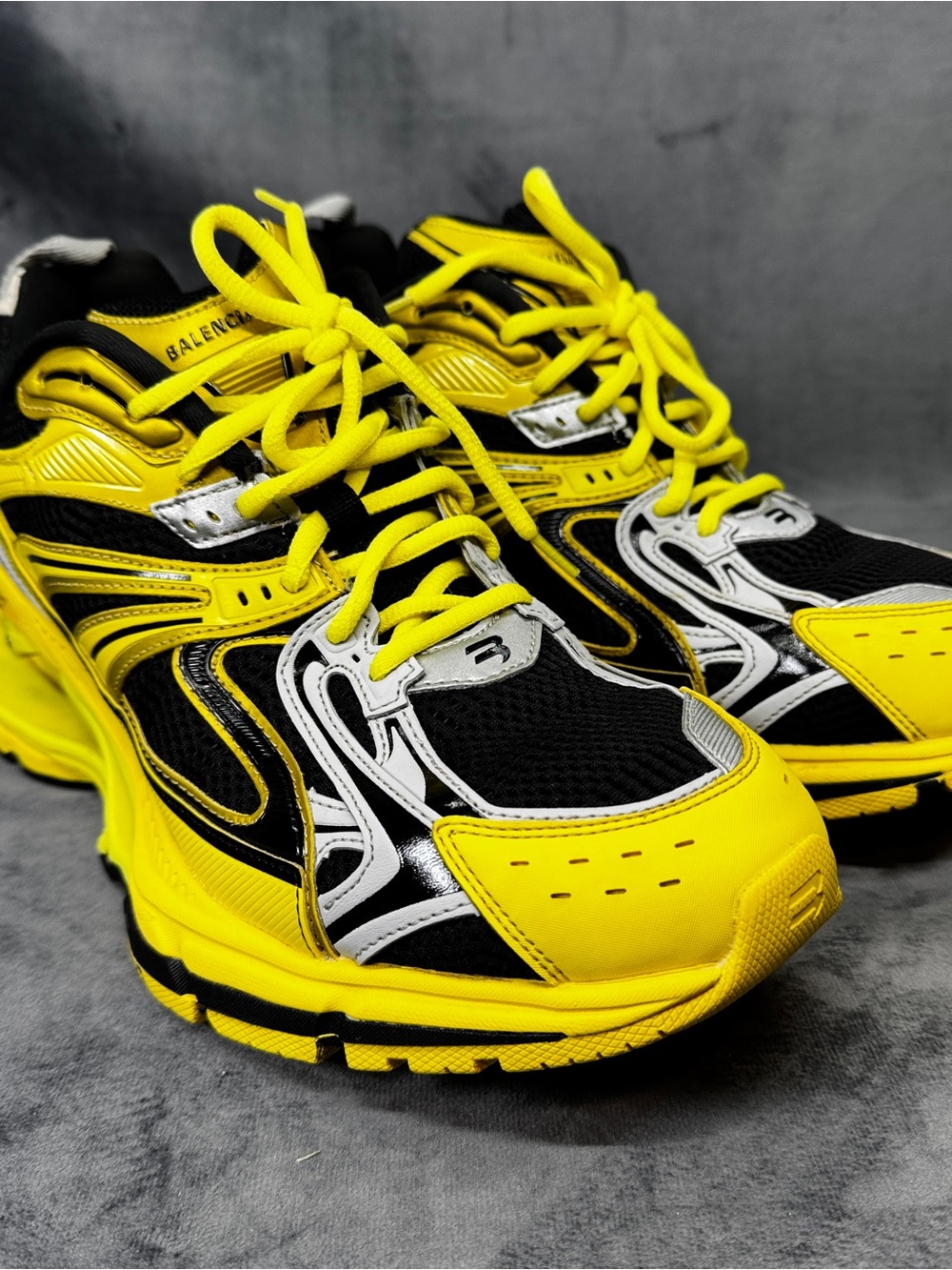 Balenciaga Men's Black, Yellow & White Trail Runner Sneakers